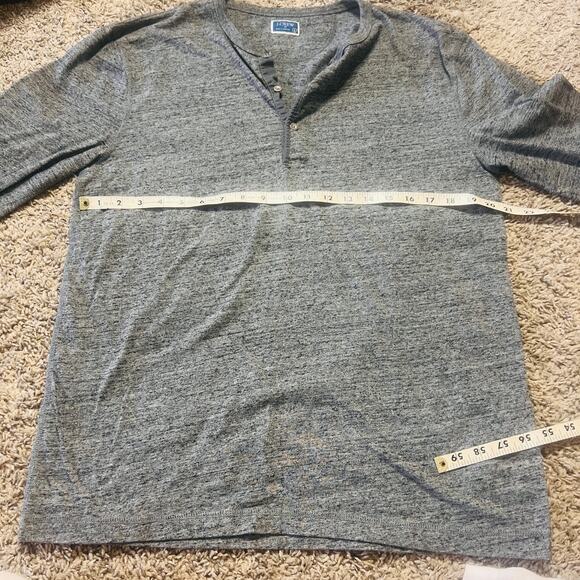 Mens J Crew Gray Wash 1/4 Button Up Long Sleeve Henley L - Picture 2 of 4